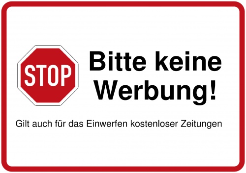 Bitte keine Werbung - Schild downloaden und drucken