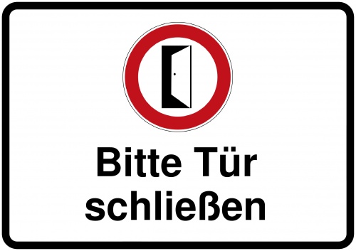 Schild Bitte Tür schließen